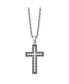 Фото #3 товара Chisel polished Black CZ Cutout Cross Pendant Cable Chain Necklace