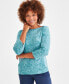 ფოტო #1 პროდუქტის Women's Pima Cotton Printed 3/4-Sleeve Top, Created for Macy's