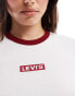 Levi's box tab logo mini ringer t-shirt in white weiß, M - фото #3