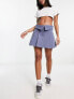 Фото #1 товара Bershka folded waistband pleated mini skirt in steel blue