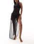 Фото #1 товара ASOS DESIGN beach sleeveless mesh maxi dress with high splits in black