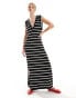 ASOS DESIGN supersoft v neck maxi sleeveless dress in mono stripe