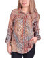 ფოტო #1 პროდუქტის Petite Long Sleeve Crepe Blouse