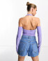 Фото #3 товара ASOS DESIGN halter top with cold shoulder in purple