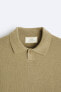 Cotton - linen knit polo shirt