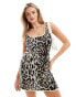 Фото #1 товара ASOS DESIGN knitted mini dress with square neck in leopard print