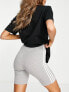 adidas Sportswear Essential 3 stripe legging shorts in grey