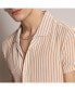 Men's White & Brown Unbalanced Striped Shirt