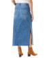 ფოტო #2 პროდუქტის Petite Denim Side-Slit Maxi Skirt