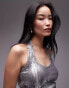 Topshop foil halter in gunmetal