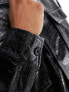 Фото #3 товара ASOS DESIGN croc faux leather overshirt in black