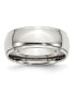 Stainless Steel Polished 8mm Ridged Edge Band Ring