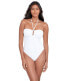 LAUREN Ralph Lauren Womens Crochet Ring Bandeau One-Piece White 14