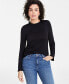 ფოტო #1 პროდუქტის Women's Long-Sleeve Ruffle-Neck Top, Created for Macy's