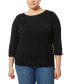 ფოტო #1 პროდუქტის Plus Size Button-Cuff Ribbed Sweater