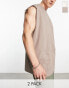 ASOS DESIGN 2 Pack oversized vest in ecru and light brown