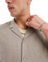 New Look short sleeve waffle textured shirt co-ord in light brown