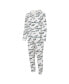ფოტო #2 პროდუქტის Men's White Philadelphia Eagles Allover Print Docket Union Full-Zip Hooded Pajama Suit