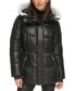 Фото #1 товара Women's Faux-Leather Faux-Shearling Hooded Anorak Puffer Coat