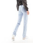 Stradivarius Tall STR straight leg jean in light wash blue Голубой, 32 - фото #4