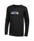 ფოტო #2 პროდუქტის Men's Black Seattle Seahawks Agility Long Sleeve T-shirt