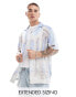 Фото #1 товара ASOS DESIGN relaxed revere shirt with placement print in blue and white