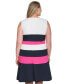 ფოტო #2 პროდუქტის Plus Size Colorblocked Fit & Flare Dress