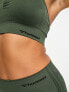 Hummel Shaping seamless sports crop top with scoop neck in khaki