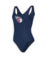 Фото #3 товара Women's Navy Cleveland Guardians Making Waves One-Piece Swimsuit