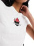 Noisy May cropped t-shirt with heart embroidery in white