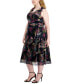 Фото #3 товара Plus Size Floral-Print Crinkled Midi Dress