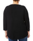 ფოტო #2 პროდუქტის Plus Size Ribbed Round-Hem 3/4-Sleeve Sweater