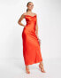 Фото #1 товара Rare London embellished satin cami maxi dress in burnt orange