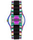 ფოტო #3 პროდუქტის Women's Analog Rainbow Alloy and Black Silicone Center Link Bracelet Watch, 40mm