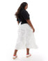 Фото #6 товара COLLUSION Plus cotton ruched tiered midi skirt in white