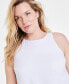 ფოტო #3 პროდუქტის Trendy Plus Size Linen-Blend Halter Shift Dress, Created for Macy's