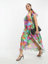 Фото #5 товара ASOS DESIGN Curve frill detail wrap maxi satin dress in large bold floral print