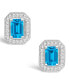 Blue Topaz (1-2/5 ct. t.w.) and Diamond (1/5 ct. t.w.) Halo Studs in Sterling Silver