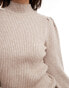 Фото #4 товара ONLY high neck puffy sleeves jumper in light beige