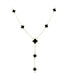 Фото #1 товара Onyx Clover Station Lariat Necklace 14K Gold