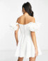 Фото #4 товара Bardot ruffle sleeve corset mini dress in white