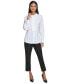 Women's Collared Pleat-Front Long-Sleeve Top