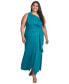 Фото #2 товара Plus Size Ruched One-Shoulder Gown