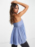 Free People lace detail floaty tube top in chambray blue