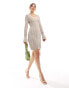 Фото #1 товара Something New X Cenit Nadir fine crochet ruched front mini dress in beige