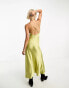 Фото #2 товара Reclaimed Vintage limited edition cami maxi dress with embroidery in green satin