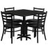 Фото #1 товара 36'' Square Black Laminate Table Set With 4 Ladder Back Metal Chairs - Black Vinyl Seat