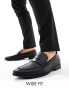 Фото #1 товара London Rebel X wide fit faux leather woven loafers in black