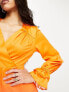 Фото #2 товара Flounce London long sleeve maxi dress in pink and orange ombre