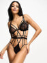 Фото #1 товара ASOS DESIGN Fuller Bust Tina velvet strappy underwired mesh body in black
